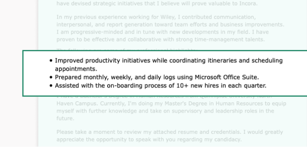 Cover Letter Format Bullet mob