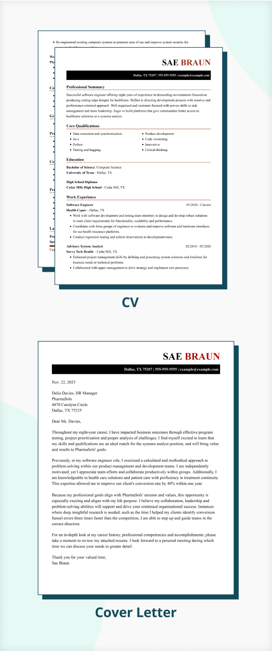 add a cover letter mob