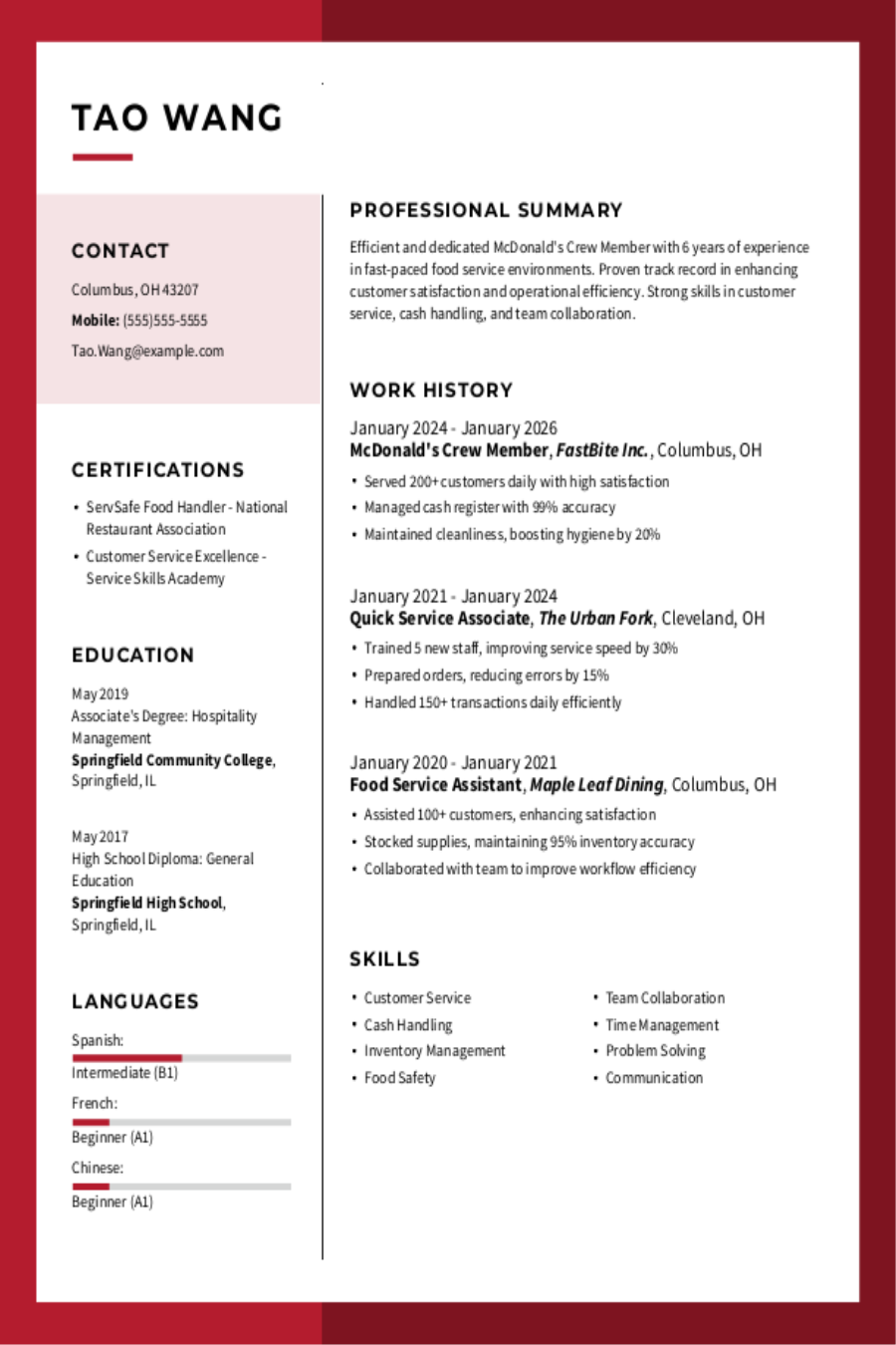 Mcdonalds Crew Member